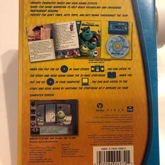 Read A Long Disney Pixar Monsters Inc. CD Read-along! Cassette - Picture 8 of 8